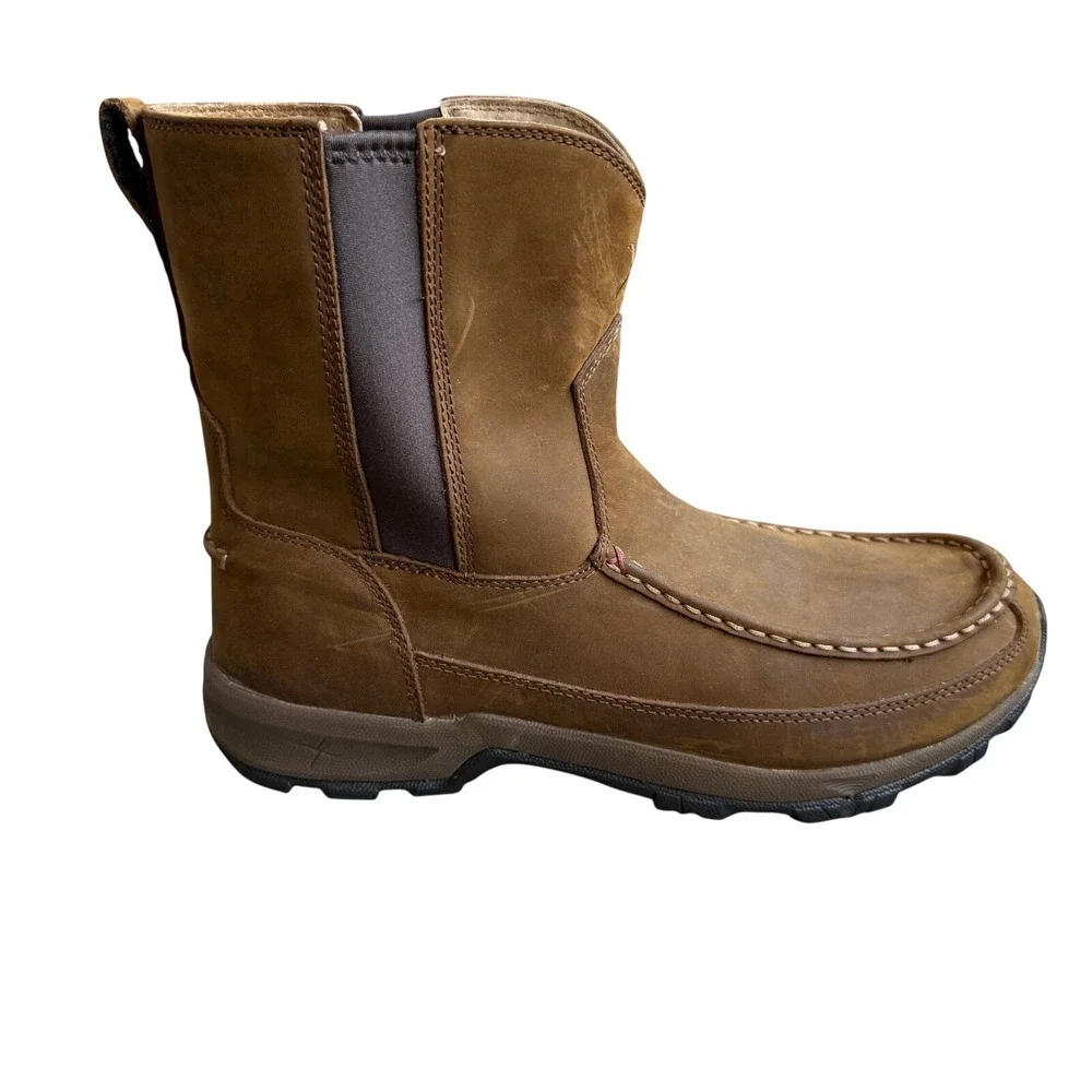 Twisted X Mens Hiker Boot Oiled Saddle Leather Moc Toe Brown Size 12M MHKB003